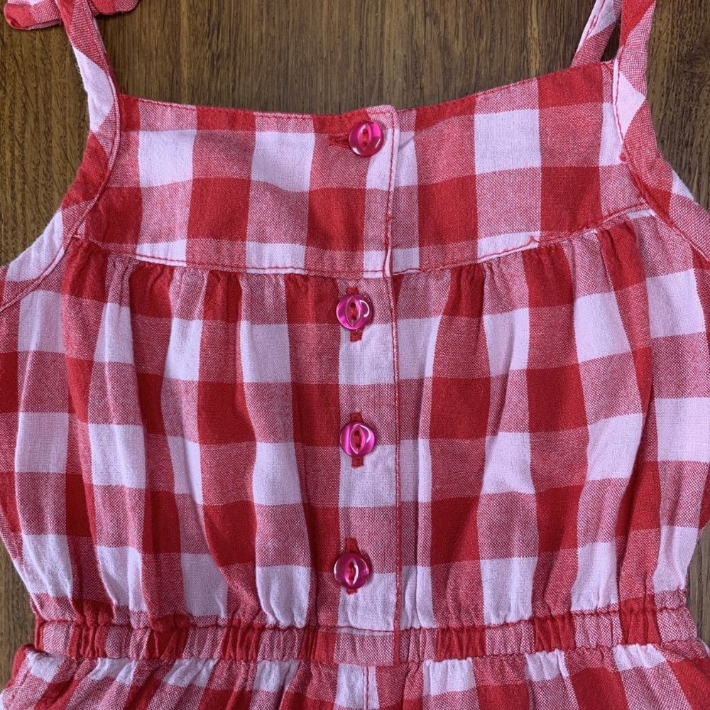 MONSOON Baby Girls Romper 3-6 Embroidered Red & White Checks Infant Playsuit - Picture 4 of 7